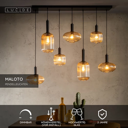 Lucide MALOTO - Pendelleuchten - 7xE27 - Amber - USP